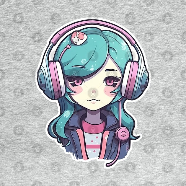 Cute headphone anime girl by AestheticsArt81